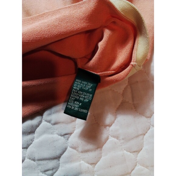 Women's Ralph Lauren Green Label Cardigan Peach Yellow Accents Size Large - Picture 8 of 13